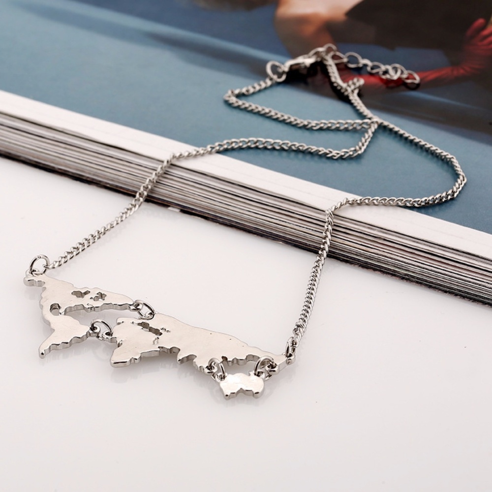 Silver ModCloth “There's a Map for That” Necklace
